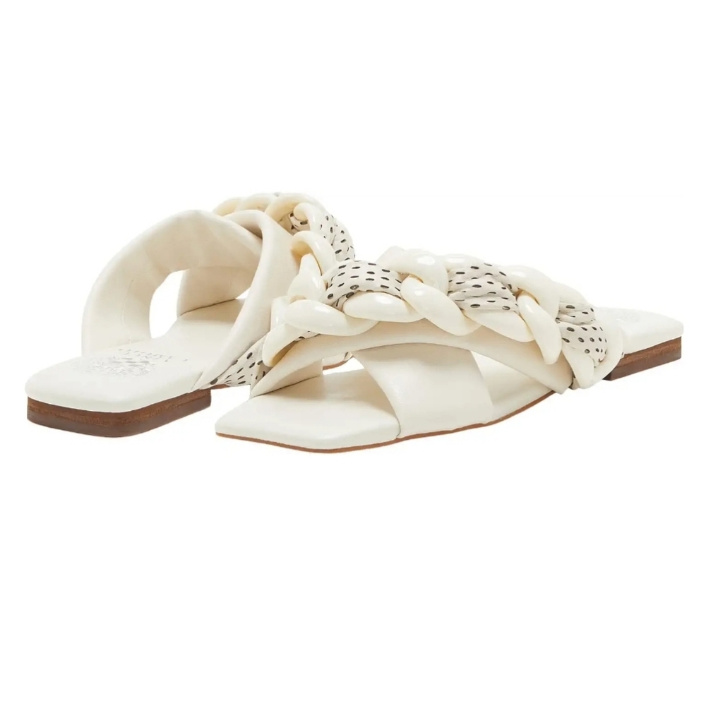 Vince Camuto, Azori Leather Sandle, White, Size 6